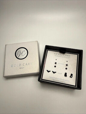 Gold Cake Delicate Collection Hand Painted Sterling Silver Stud Earrings Set